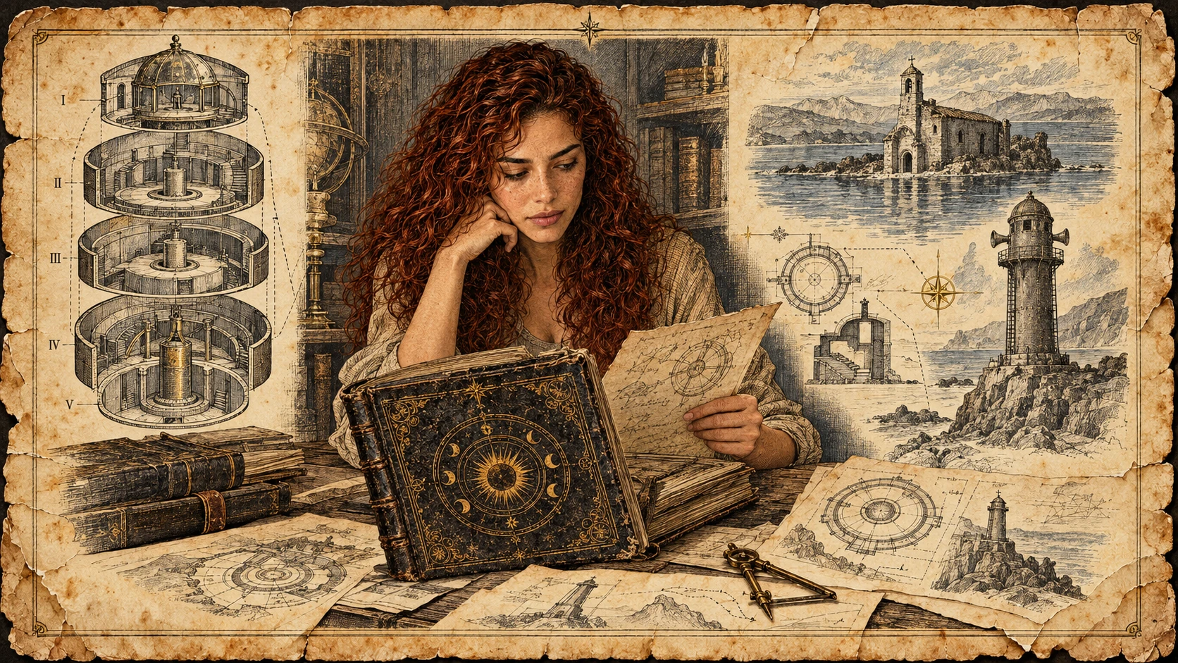 Lámina ilustrada: Sofía y el manuscrito