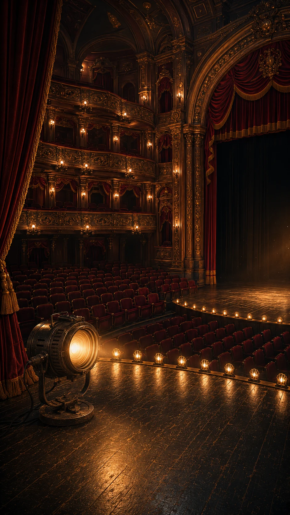 The stage and backstage machinery of El Umbral theater