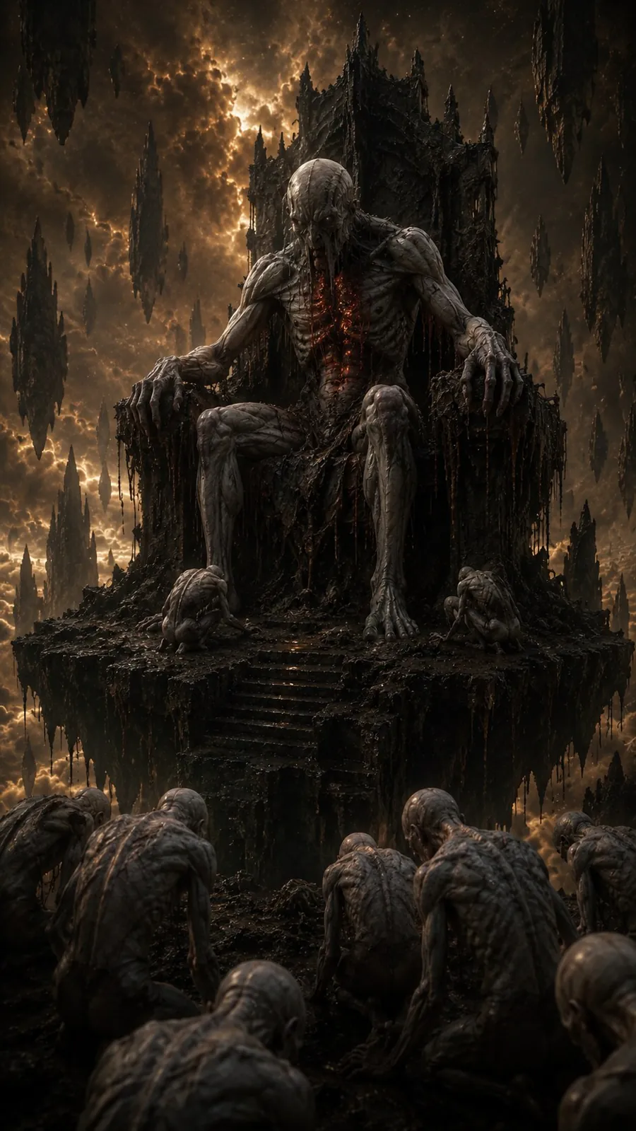 Una figura demoníaca en un trono